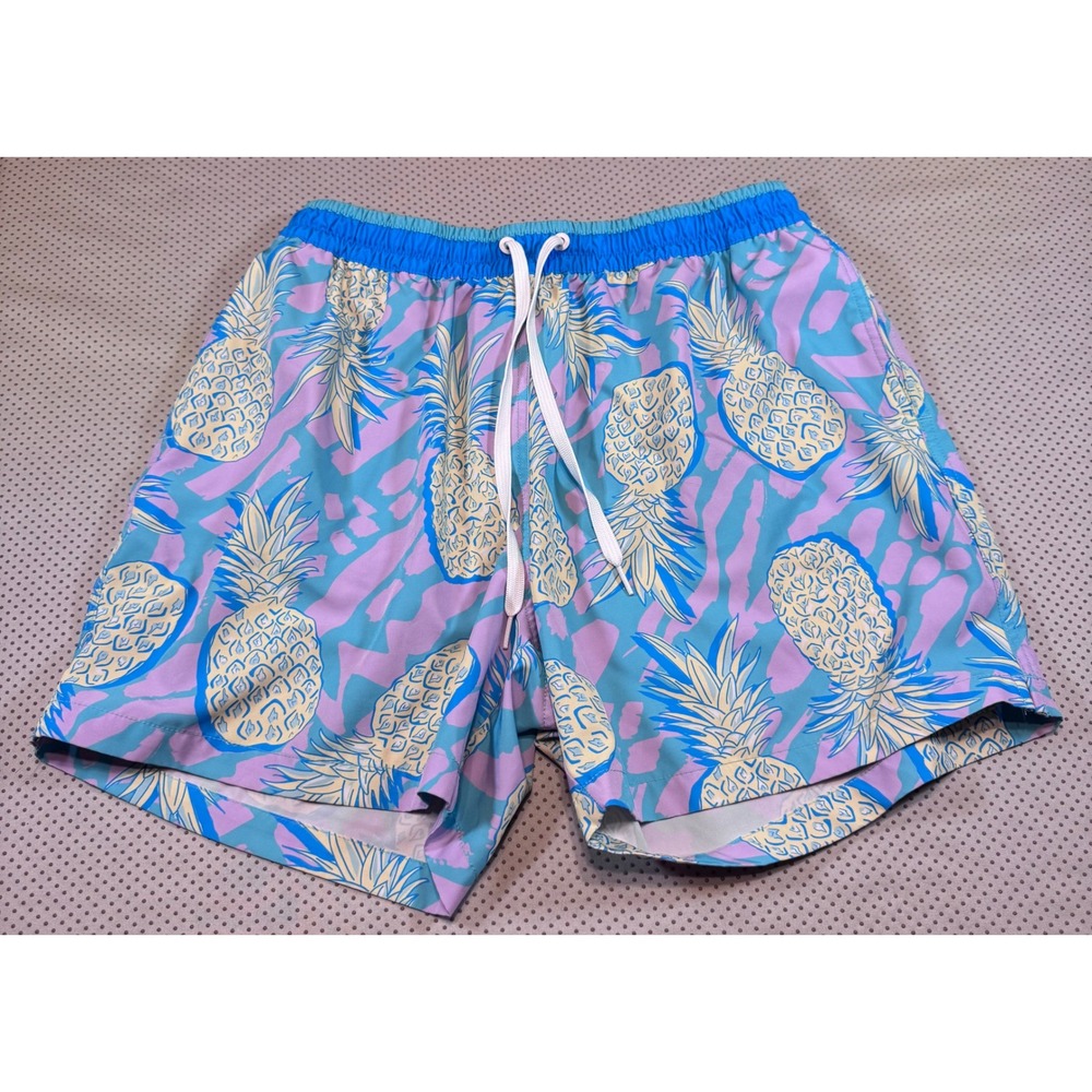 Chubbies Mens Pineapple Swim Workout Trunks Blue Purple Tropical Shorts